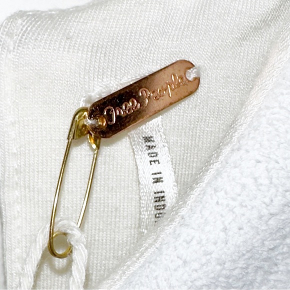 Free People Electric Crochet White Romper Boho Suede/Leather Fringe Medium - Picture 10 of 16